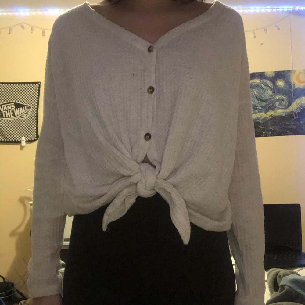 Tie-Up American Eagle Waffle Sweater